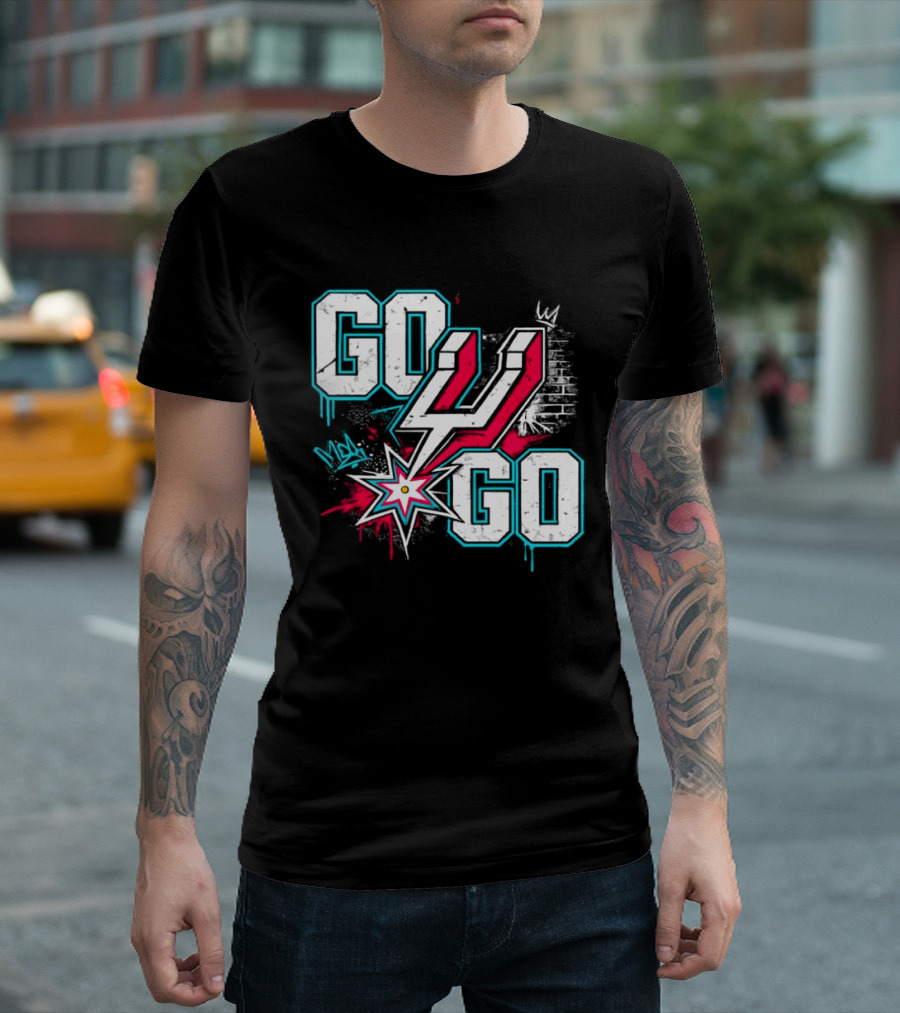 San Antonio Spurs Go Spurs Go Basketball Graffiti 4 Star T-Shirt