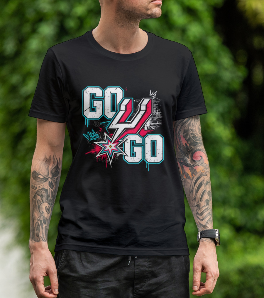 San Antonio Spurs Go Spurs Go Basketball Graffiti 4 Star T-Shirt