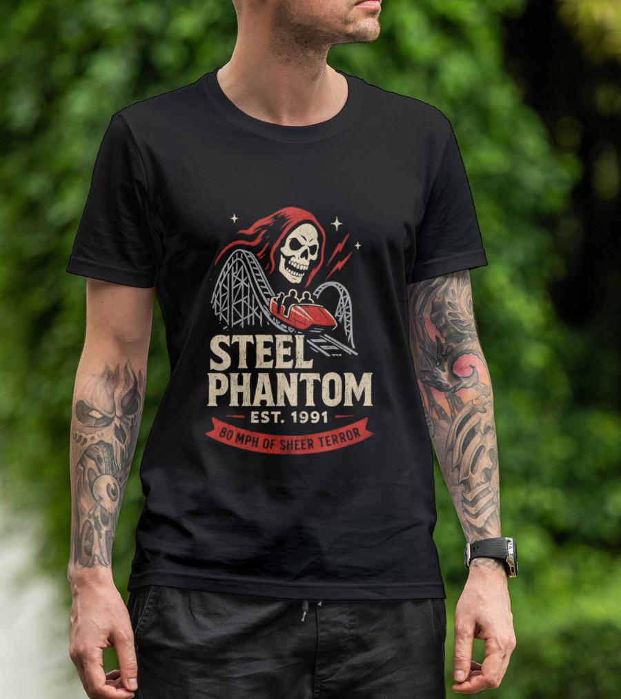Steel Phantom 80 MPH Of Sheer Terror Pittsburgh Steelers Skeleton Est 1991 T-Shirt