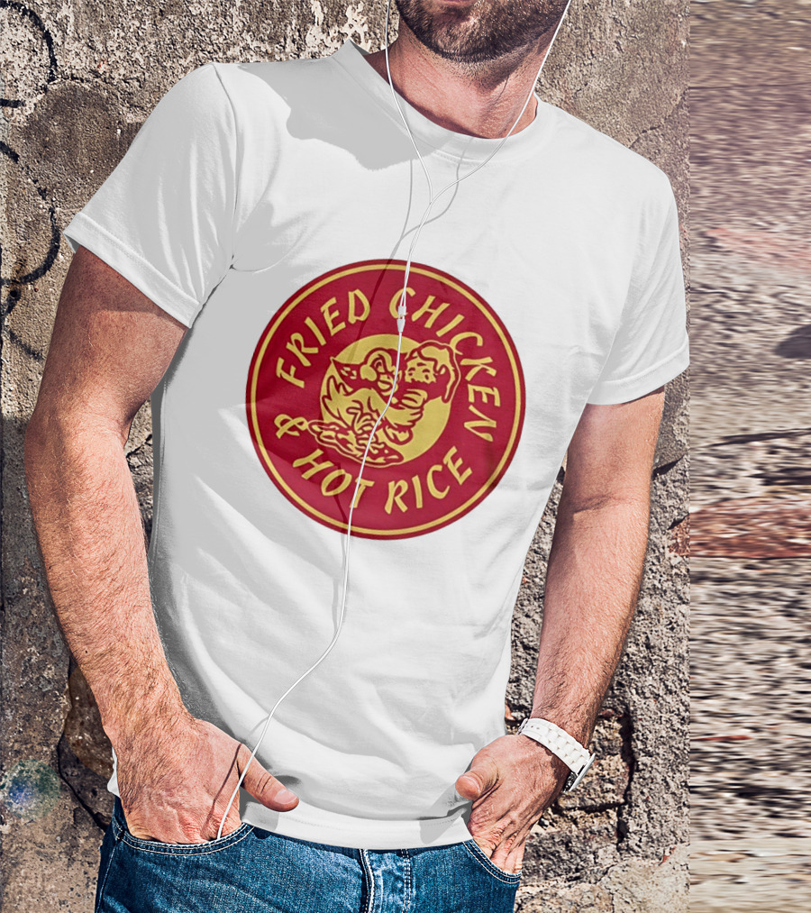 Fried Chicken And Hot Rice Vintage Style Circle T-Shirt