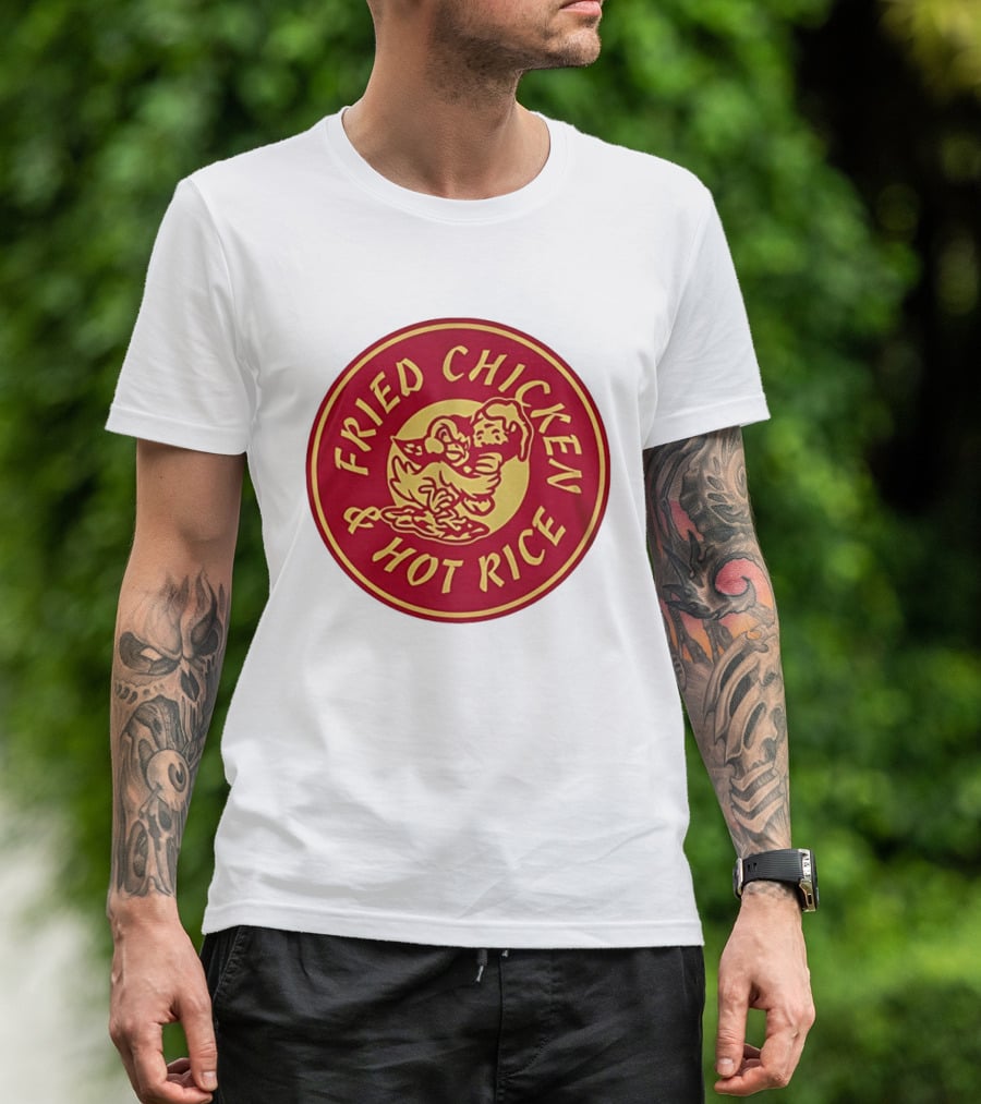 Fried Chicken And Hot Rice Vintage Style Circle T-Shirt