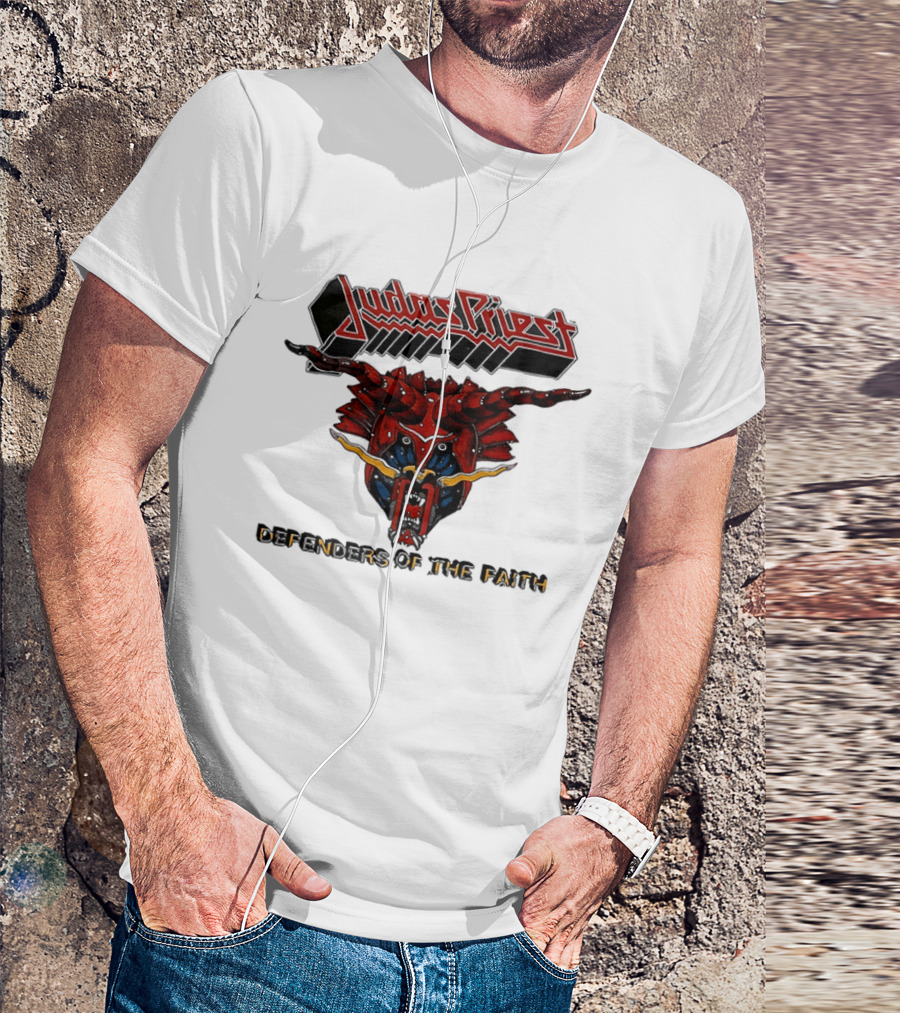 Judas Priest Defenders Of The Faith Album Cover Art Demon Helmet T-Shirt