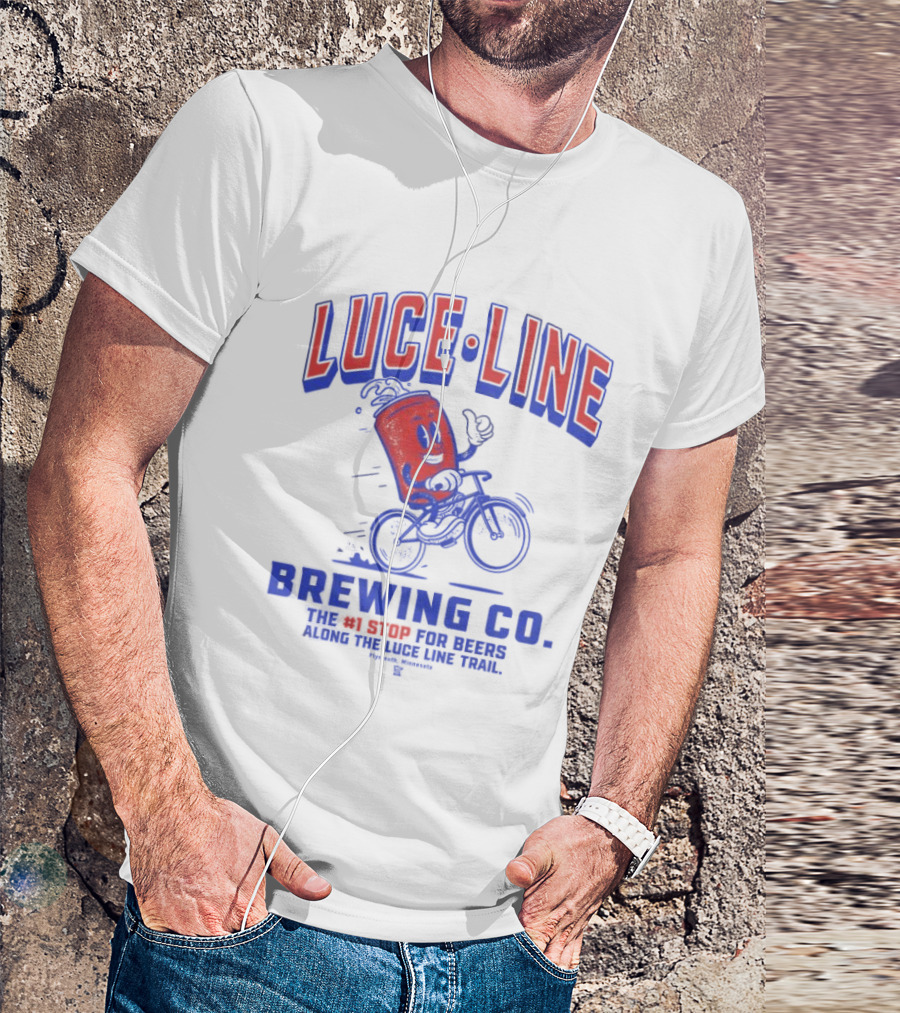 Luce Line Brewing Co The 1 Stop For Beers Along The Luce Line Trail Featuring Cycling Can T-Shirt