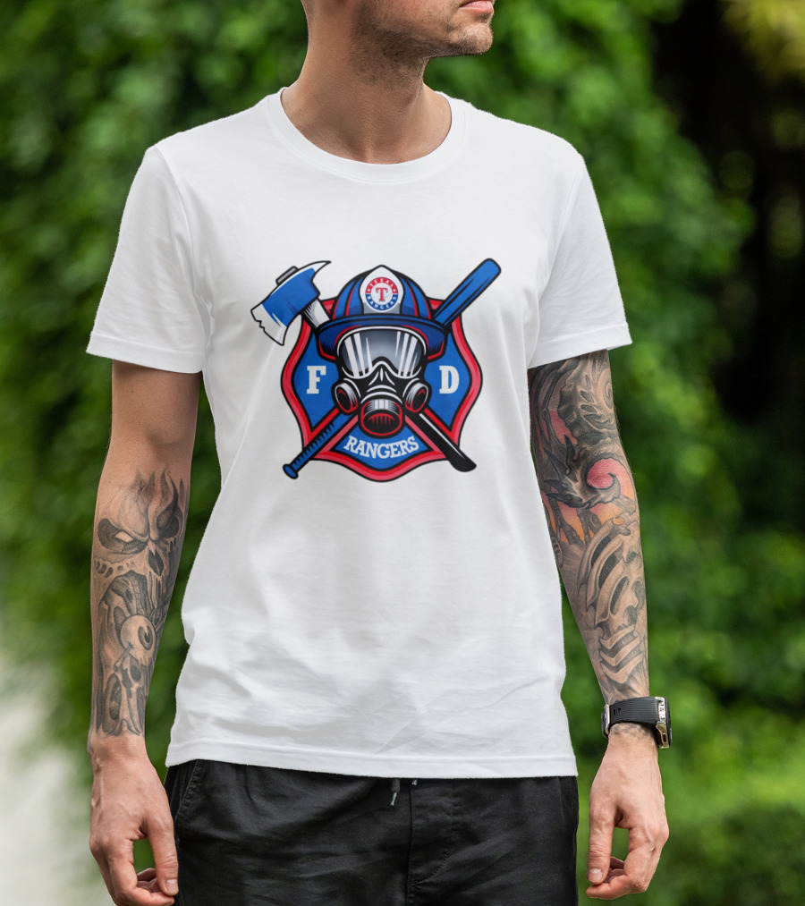 Texas Rangers Firefighter Spirit FD Rangers Ax And Bat T-Shirt