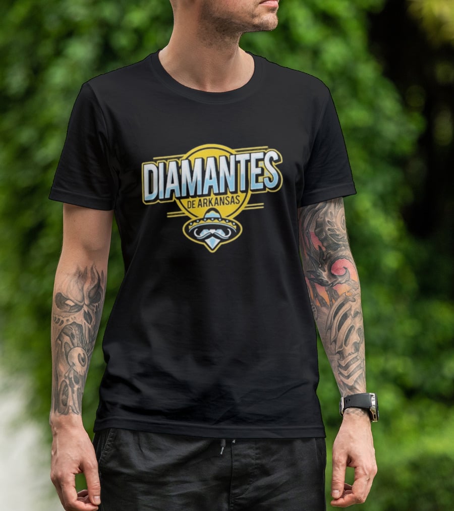 Diamantes De Arkansas Travelers Baseball Team Mustache T-Shirt
