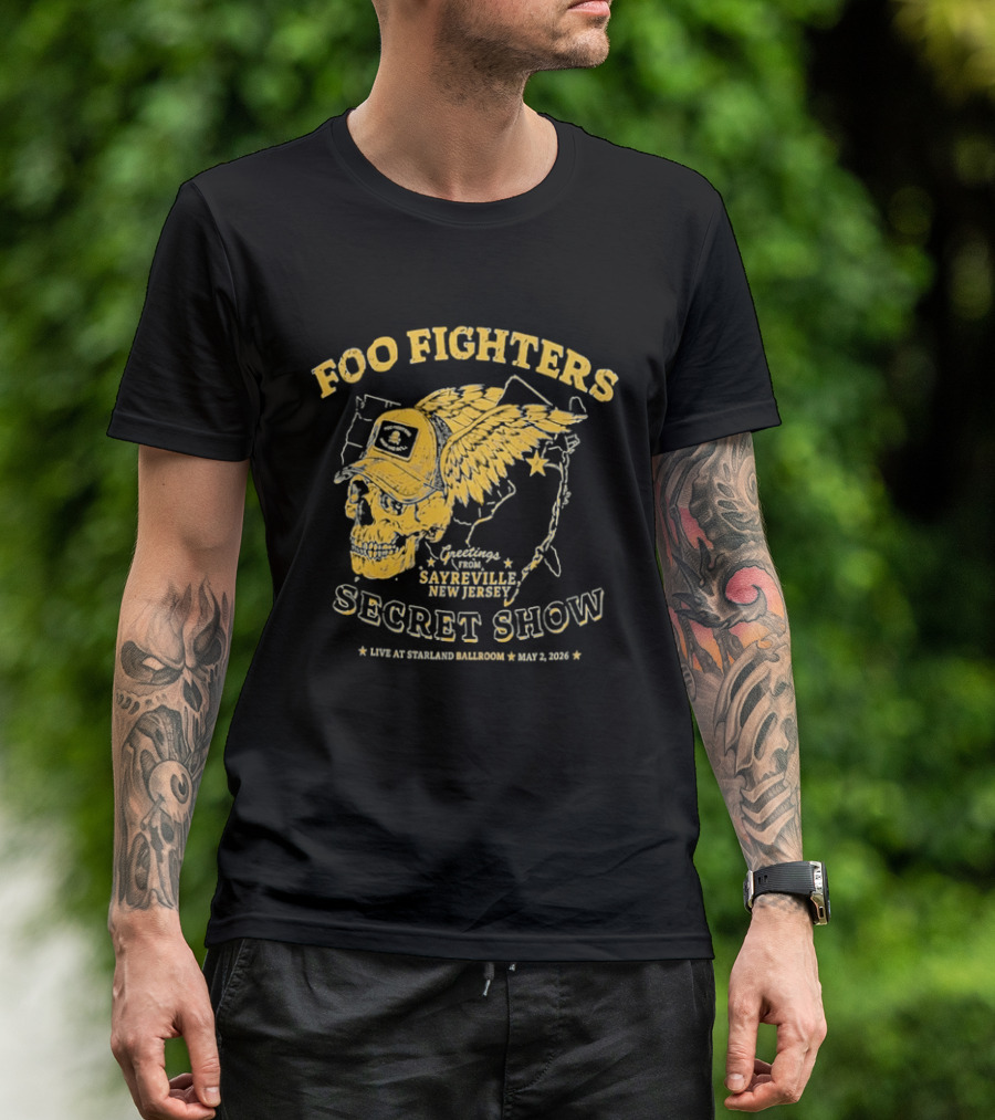 Foo Fighters Sayreville New Jersey 2026 Secret Show Winged Skull Starland Ballroom May 2 T-Shirt