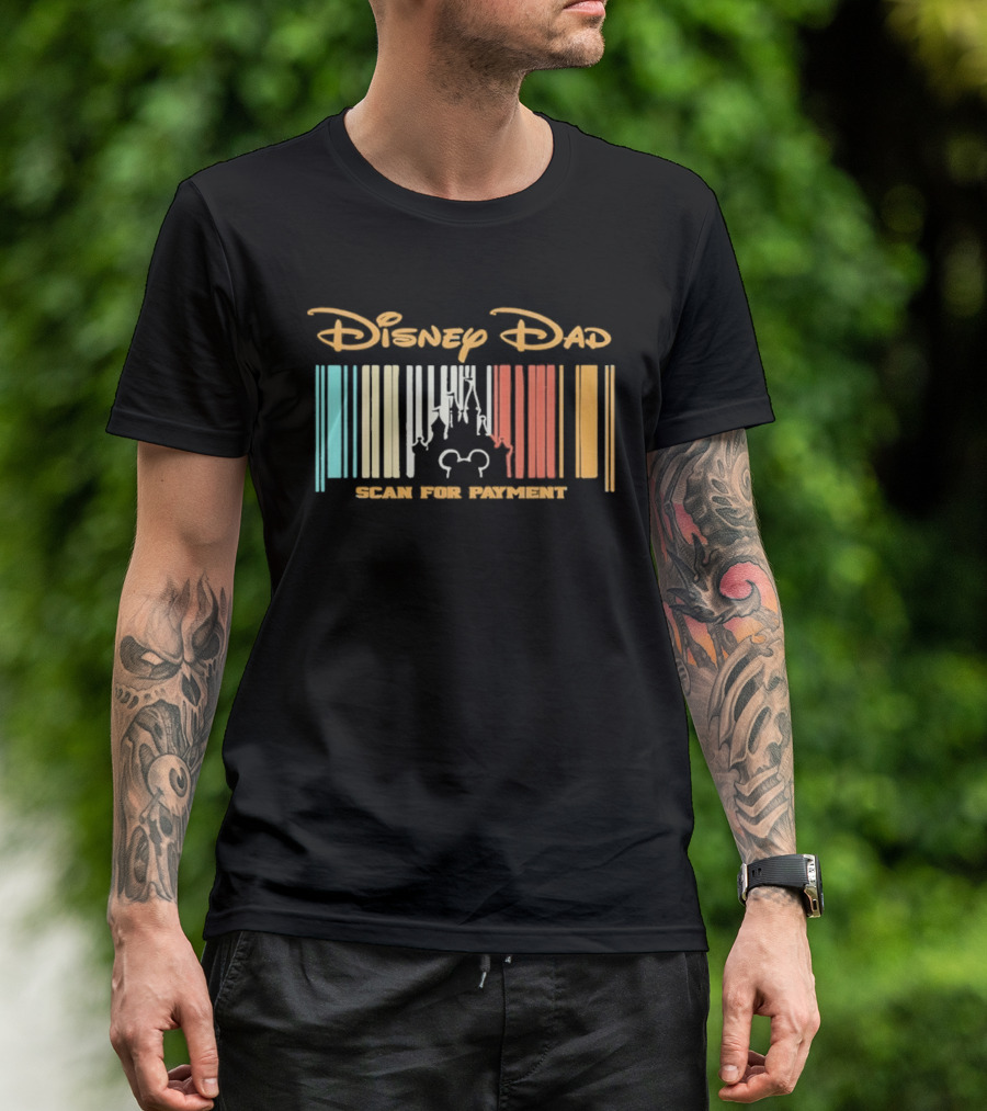 Disney Dad Barcode Castle Scan For Payment Father's Day T-Shirt