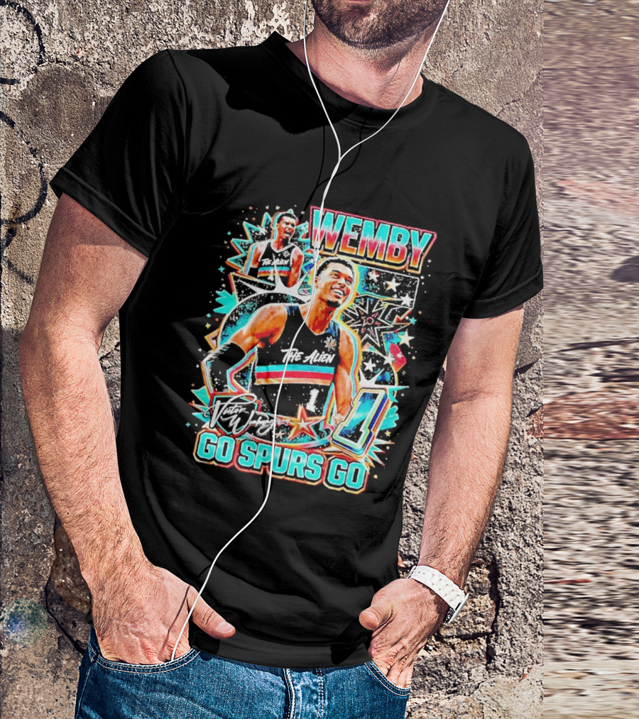Wemby The Alien Go Spurs Go 90s Bootleg Retro Stars Number One T-Shirt