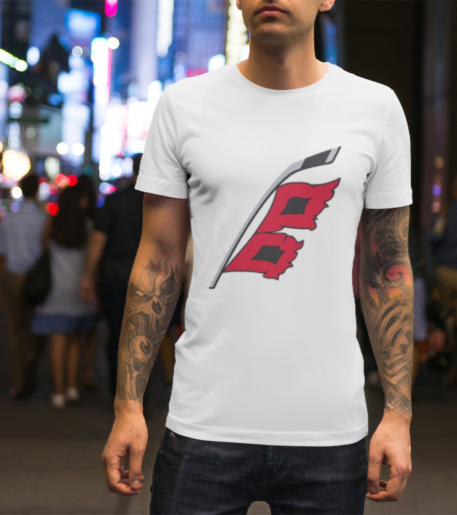 Carolina Hurricanes Red Storm Surge Hockey Stick Flag T-Shirt