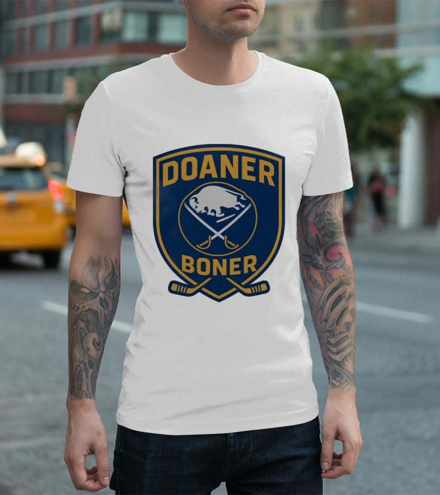 Buffalo Sabres Doaner Boner Logo With Crossed Hockey Sticks T-Shirt