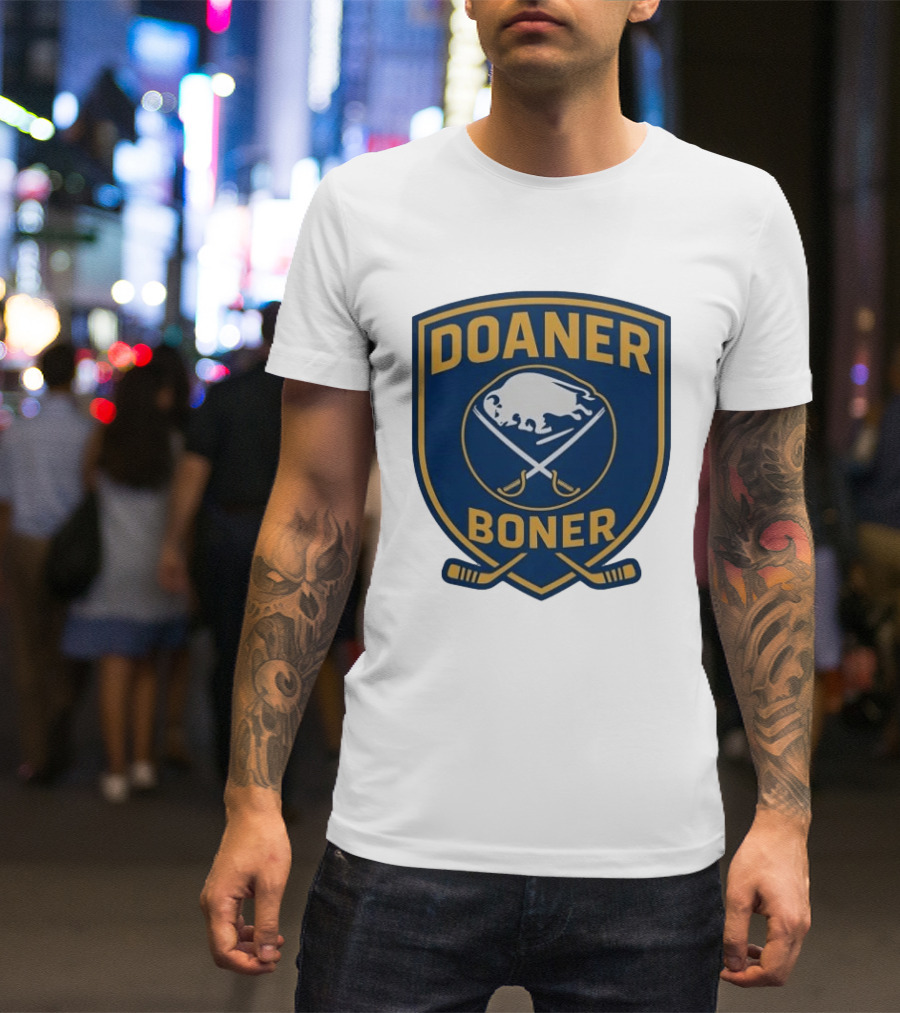 Buffalo Sabres Doaner Boner Logo With Crossed Hockey Sticks T-Shirt