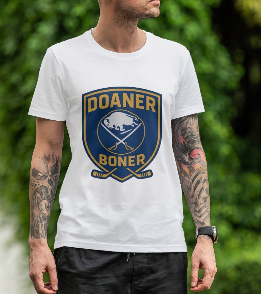 Buffalo Sabres Doaner Boner Logo With Crossed Hockey Sticks T-Shirt
