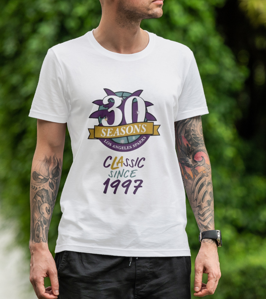 Los Angeles Sparks 30 Seasons Classic Since 1997 Celebration T-Shirt