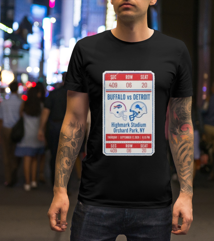 Buffalo Vs Detroit Highmark Stadium Orchard Park NY September 12 2026 Football Match Helmets T-Shirt