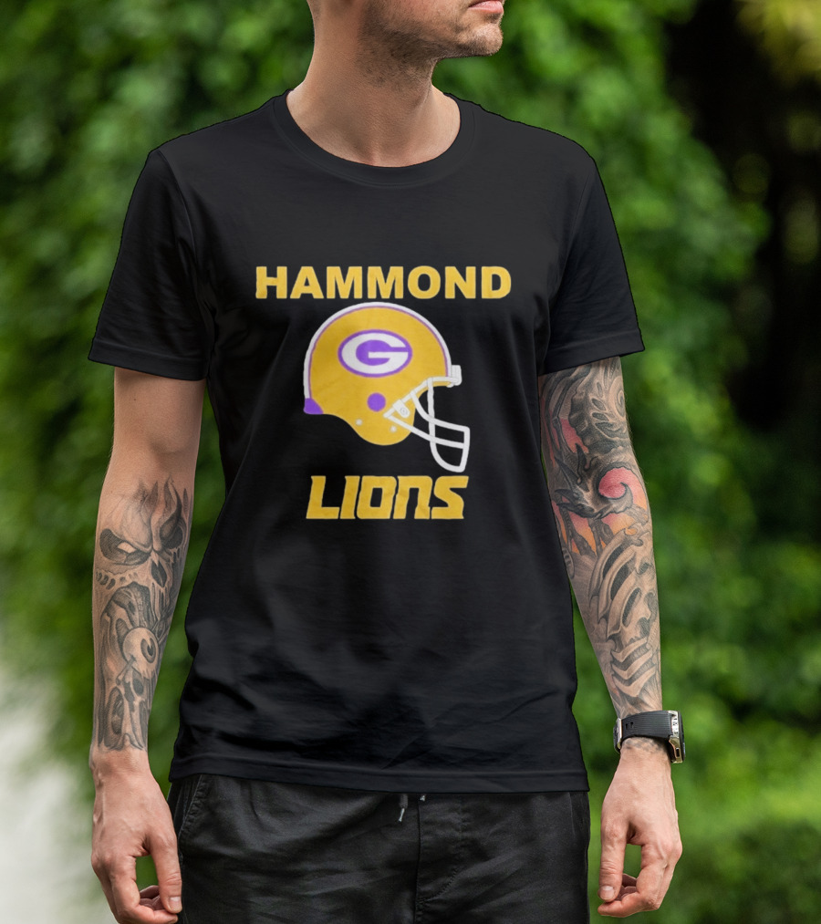 Hammond Lions Yellow Football Helmet Team Spirit T-Shirt
