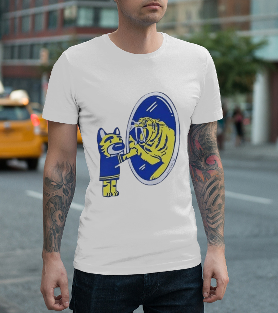 Buffalo Sabres Saber Tooth Tiger Mirror Reflection Comic T-Shirt