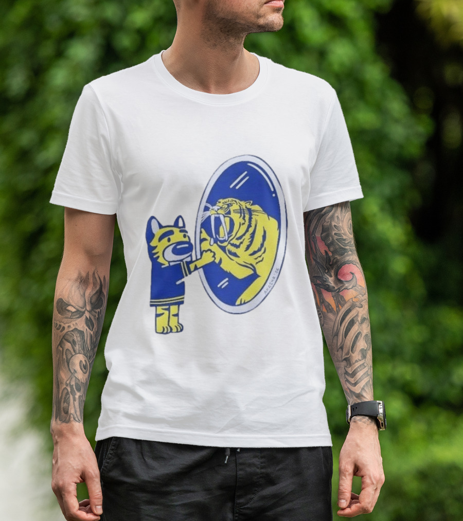 Buffalo Sabres Saber Tooth Tiger Mirror Reflection Comic T-Shirt