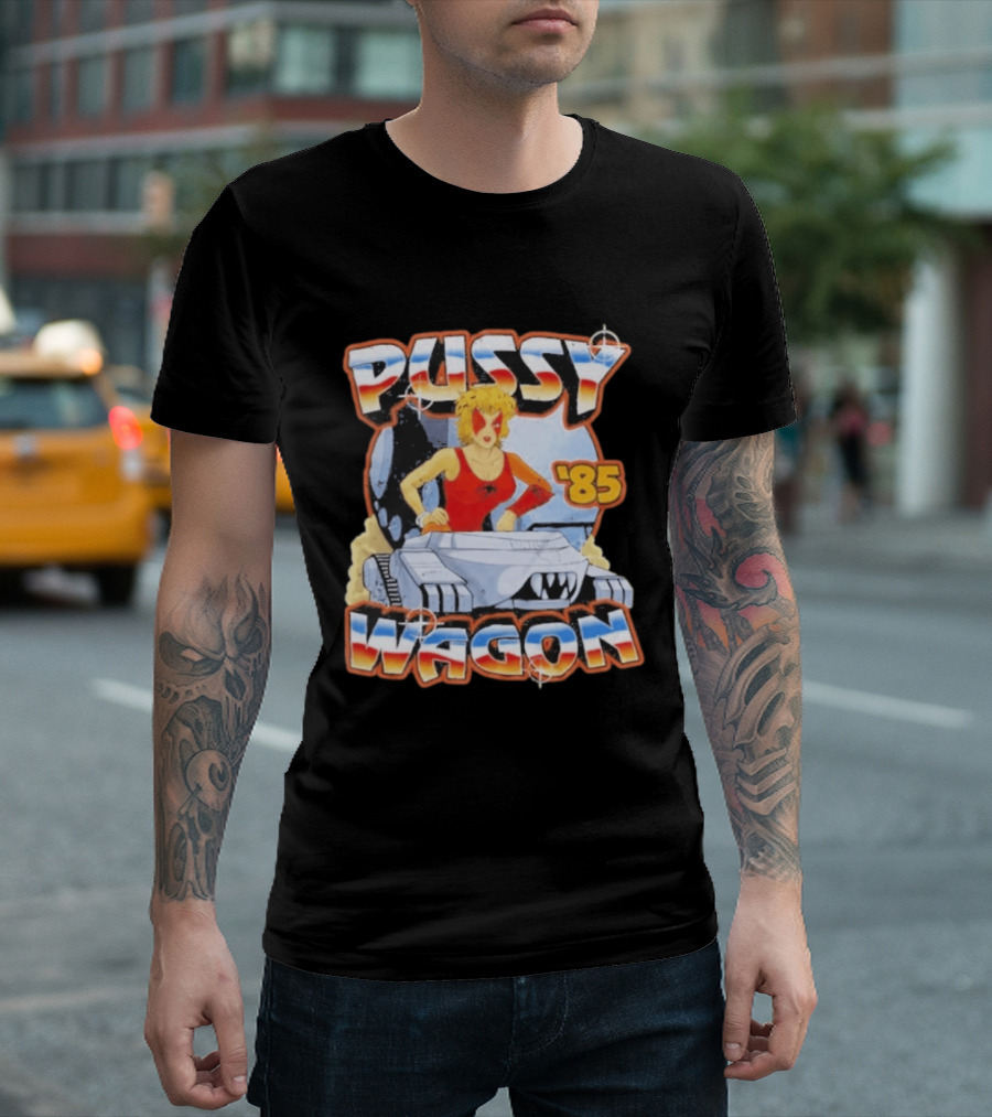 Pussy Wagon 85 Retro Car Girl Tank Cartoon T-Shirt