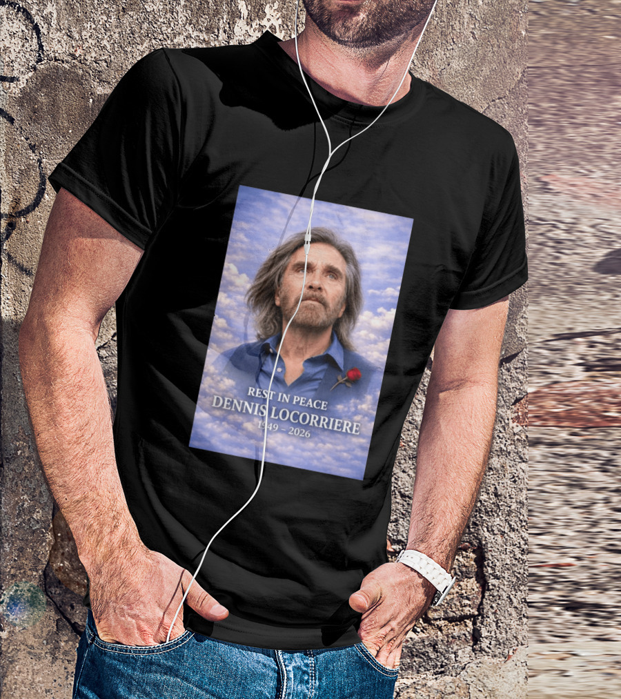 Rest In Peace Dennis Locorriere 1949 2026 Memorial Tribute With Rose And Clouds T-Shirt