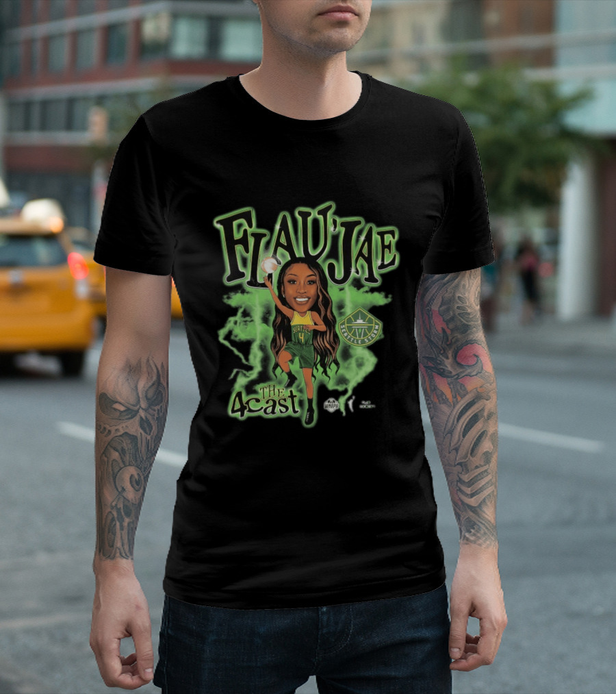 Seattle Storm Flau'jae Johnson The 4Cast Team Playa Society T-Shirt