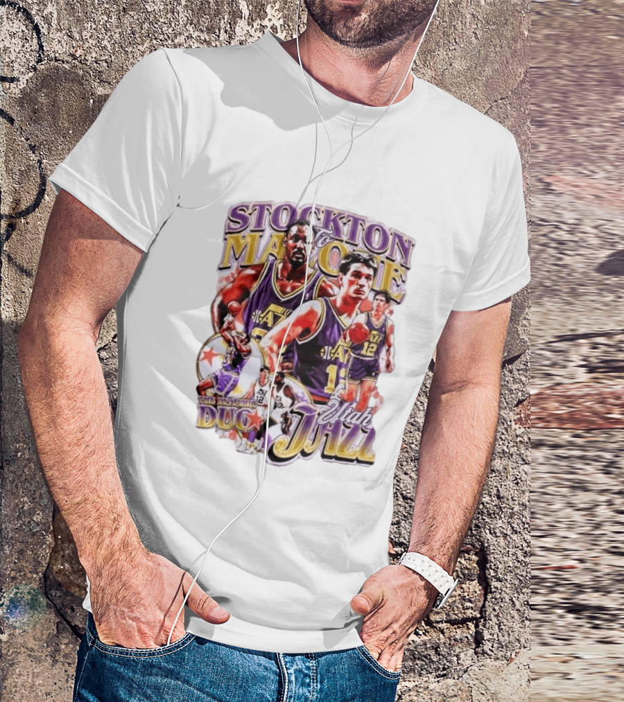 Stockton To Malone Utah Jazz Dynamic Duo Basketball Legends T-Shirt