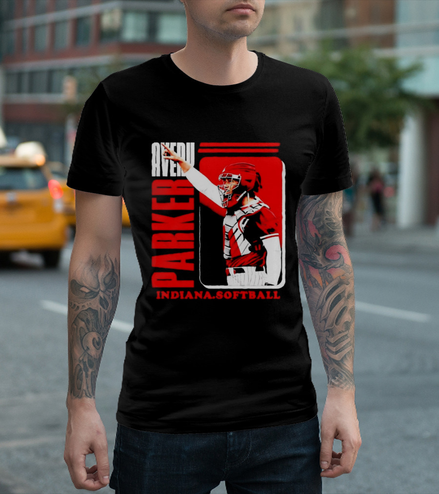 Avery Parker Indiana Softball Catcher Player Red And White Uniform T-Shirt