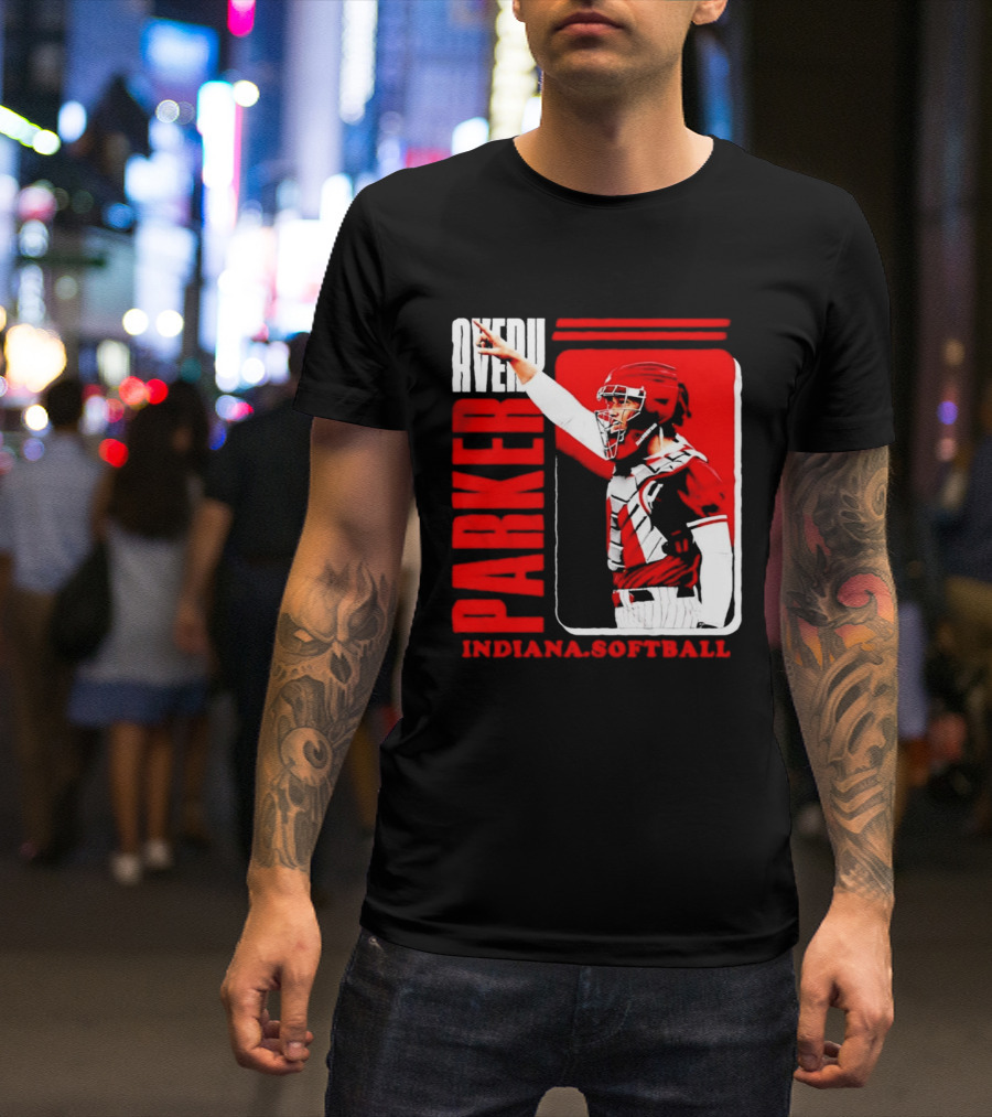 Avery Parker Indiana Softball Catcher Player Red And White Uniform T-Shirt