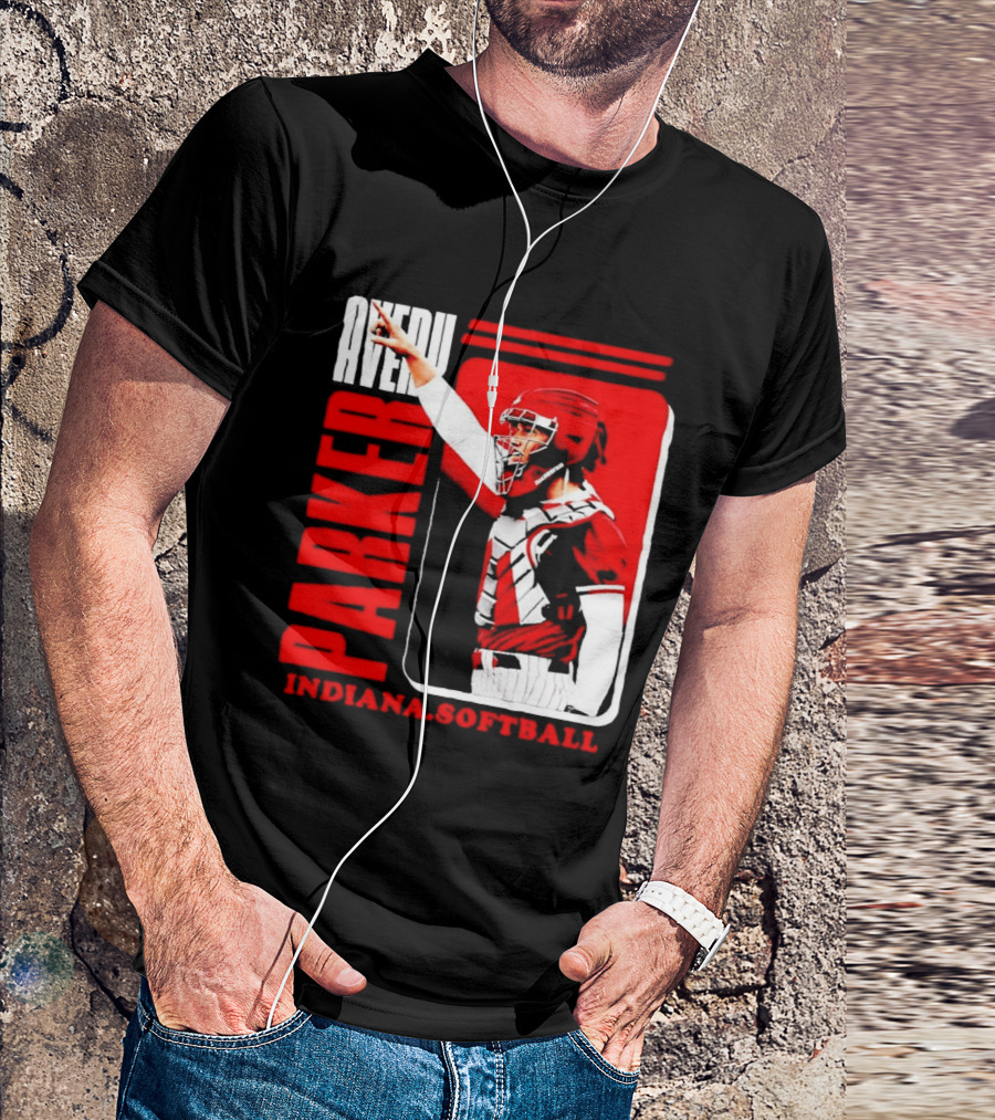 Avery Parker Indiana Softball Catcher Player Red And White Uniform T-Shirt
