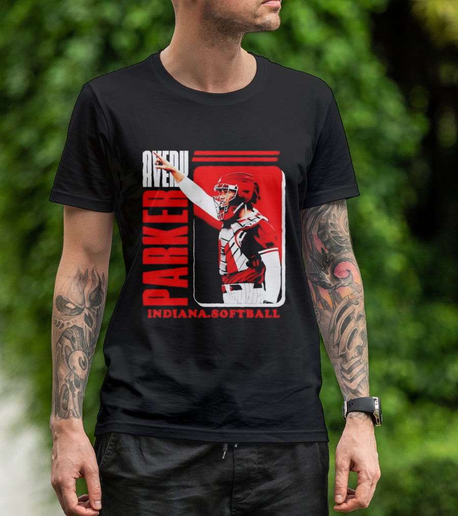 Avery Parker Indiana Softball Catcher Player Red And White Uniform T-Shirt