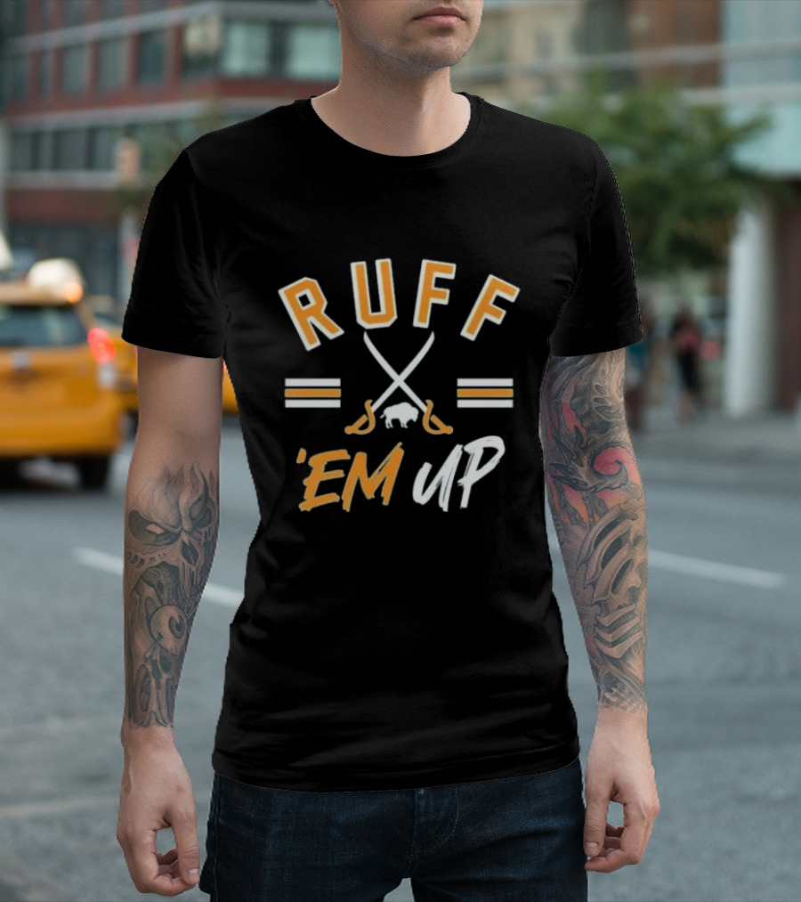 Buffalo Sabres Ruff 'Em Up Hockey Sticks And Buffalo T-Shirt