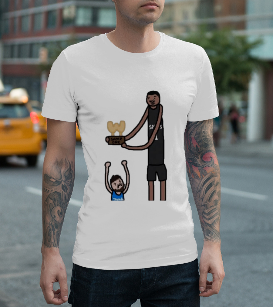 Spurs Victor Wembanyama Game One Vs Thunder Basketball Cartoon T-Shirt