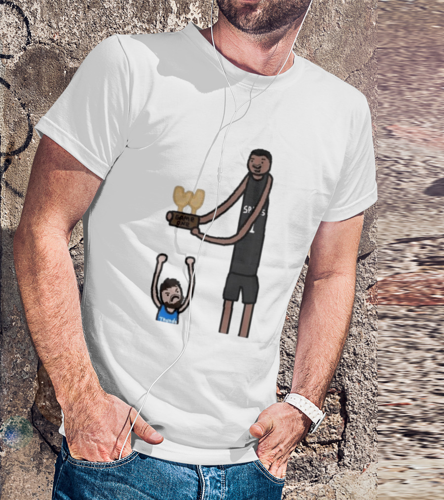 Spurs Victor Wembanyama Game One Vs Thunder Basketball Cartoon T-Shirt