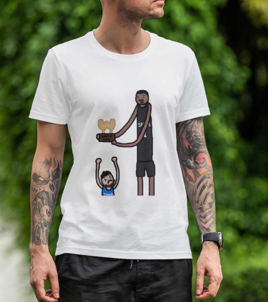 Spurs Victor Wembanyama Game One Vs Thunder Basketball Cartoon T-Shirt