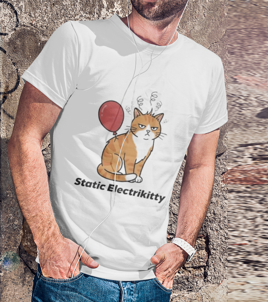 Static Electrikitty Cat With Balloon And Static Electricity T-Shirt
