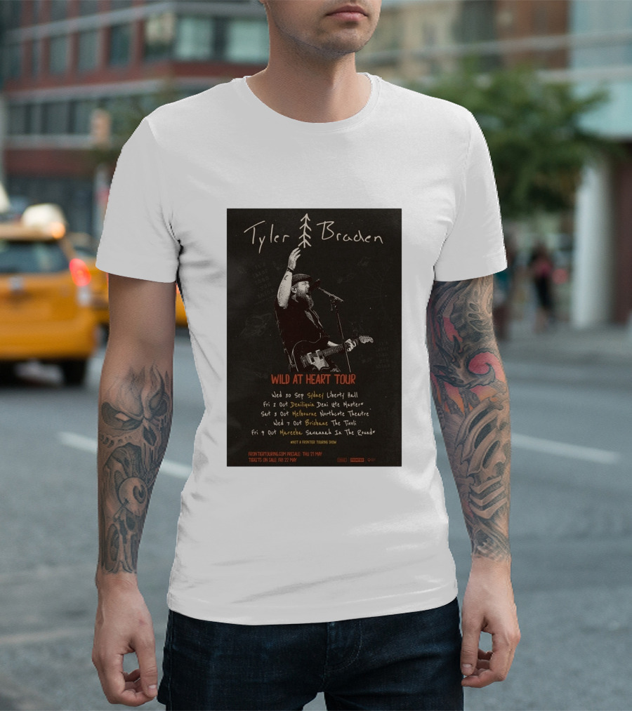 Tyler Braden Wild At Heart Tour 2026 Australia Dates Sydney Deniliquin Melbourne Brisbane Nambour T-Shirt