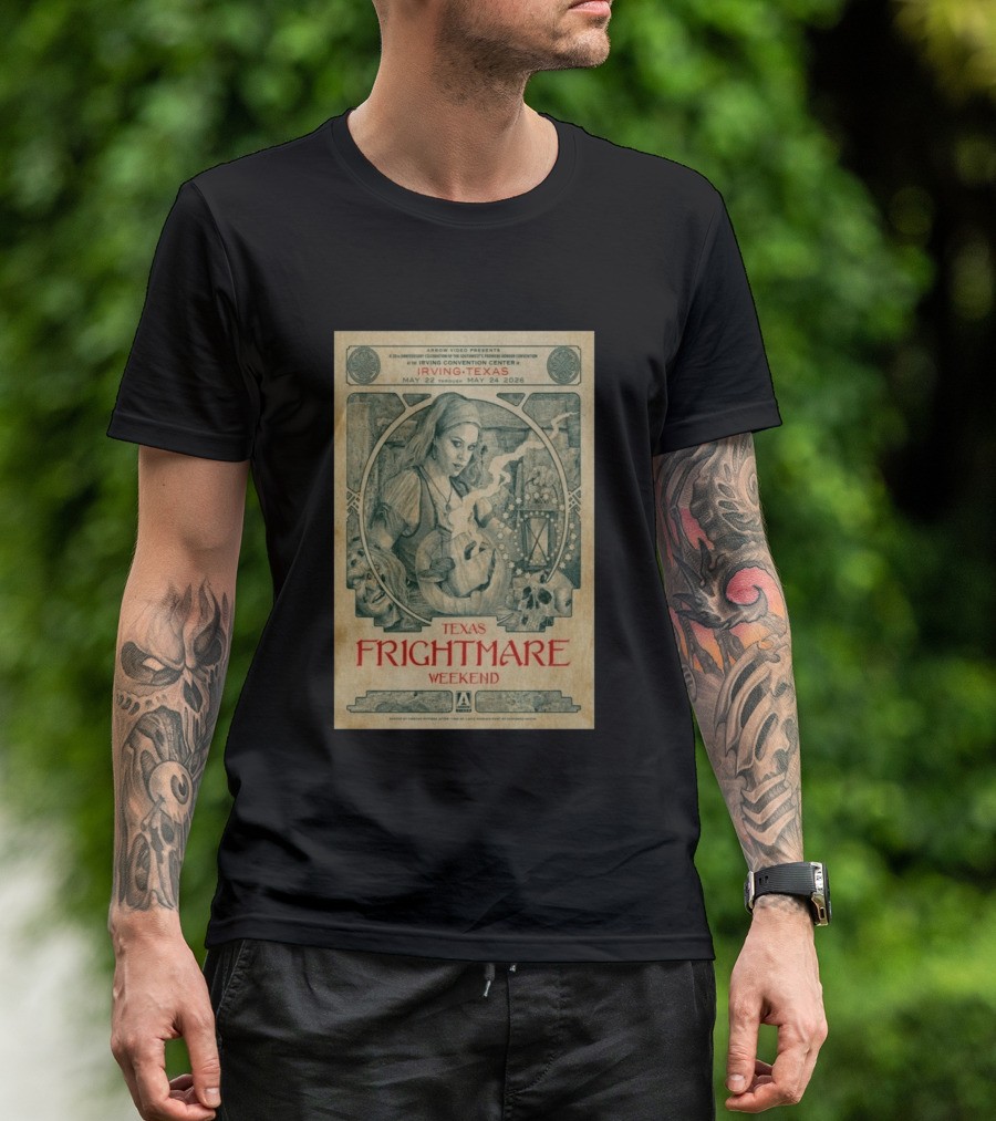 2026 Texas Frightmare Weekend Tour Irving Texas May 22 24 Arrow Video Horror Convention T-Shirt
