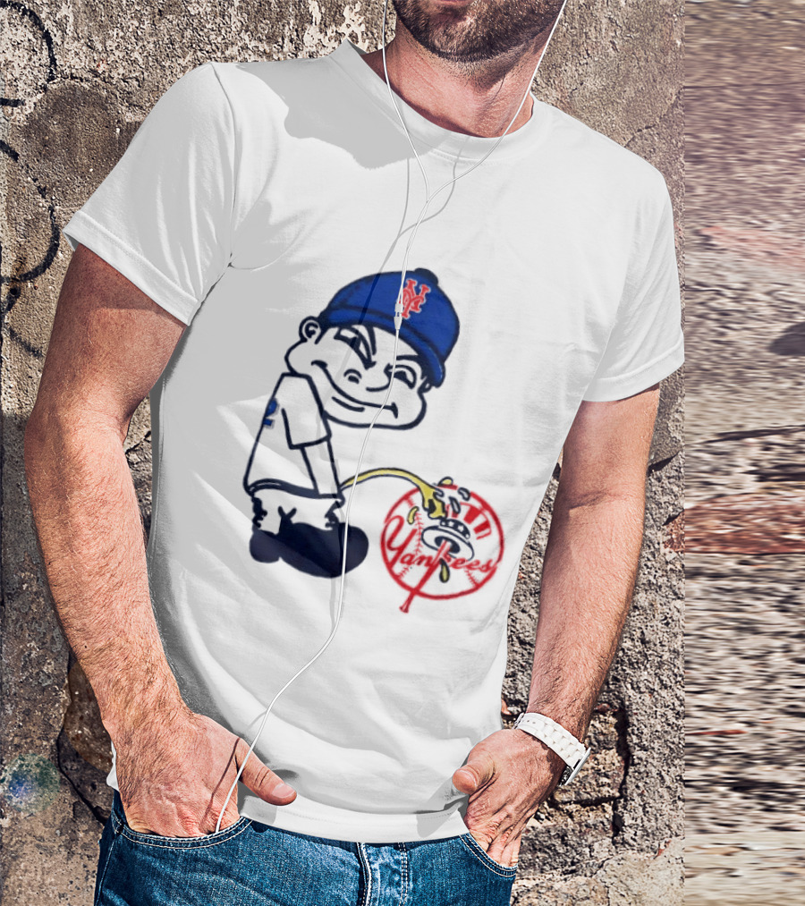New York Mets Fans Rivalry Yankees Humorous Cartoon T-Shirt