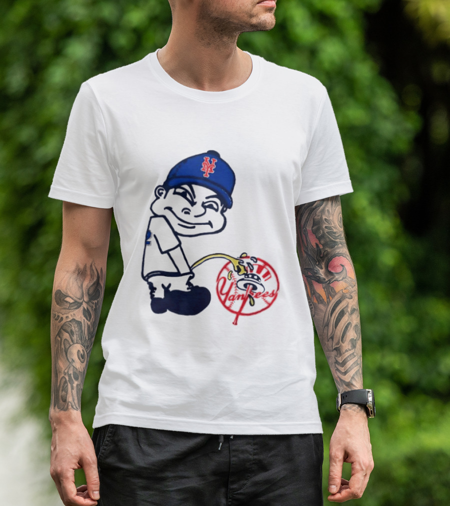 New York Mets Fans Rivalry Yankees Humorous Cartoon T-Shirt