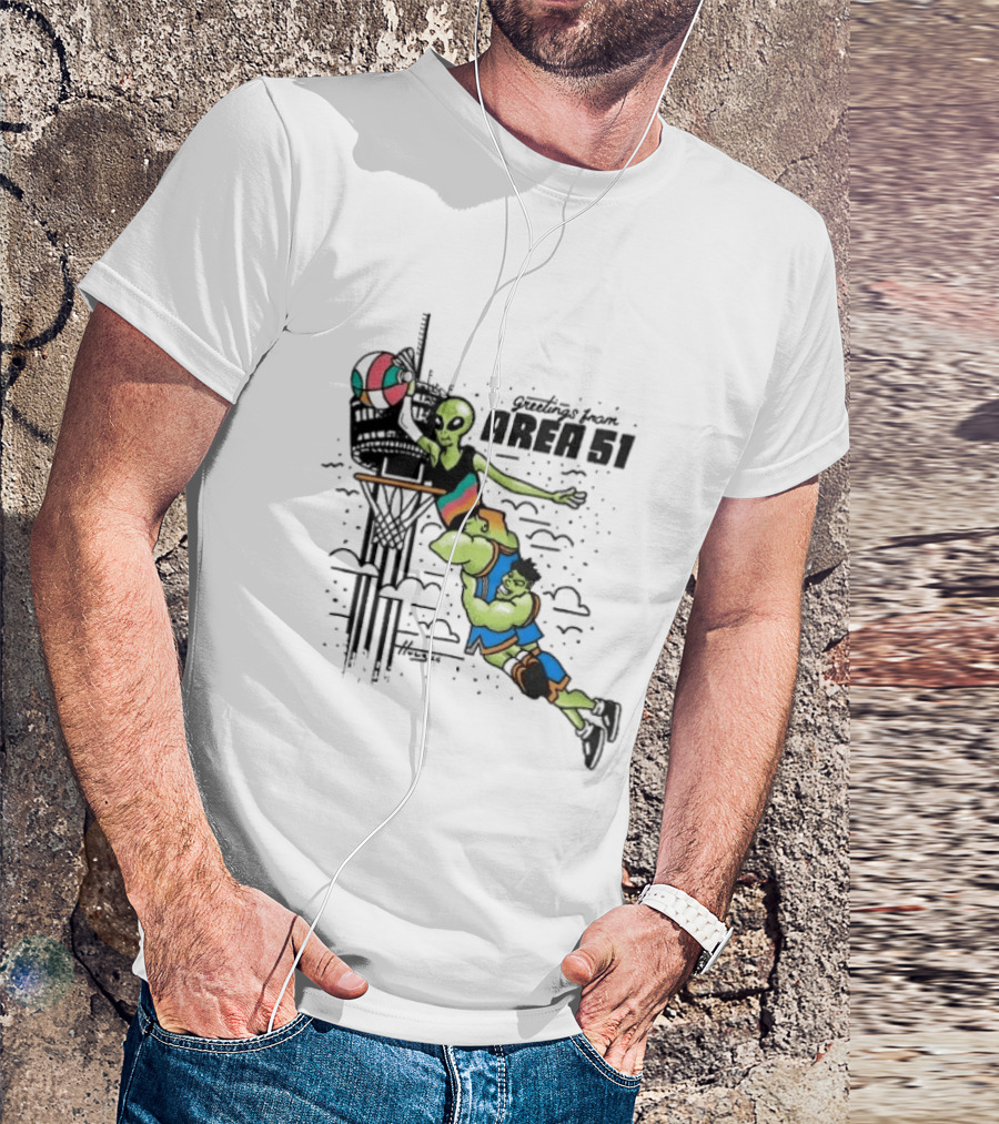 Victor Wembanyama Alien Greetings From Area 51 Basketball Dunk Scene T-Shirt