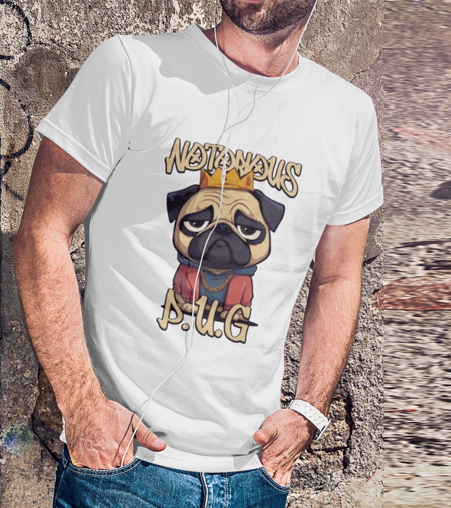 Notorious Pug Iconic Crowned Cartoon 90s Rap T-Shirt