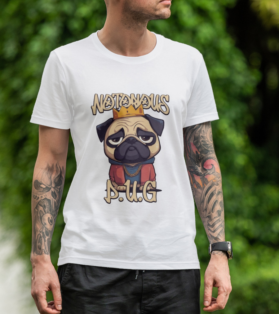 Notorious Pug Iconic Crowned Cartoon 90s Rap T-Shirt