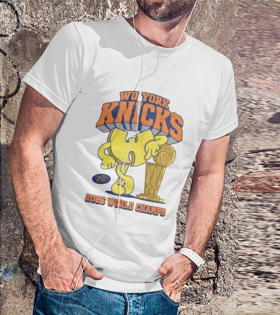 Wu York Knicks 2026 World Champs Knicks In Five Basketball Trophy T-Shirt