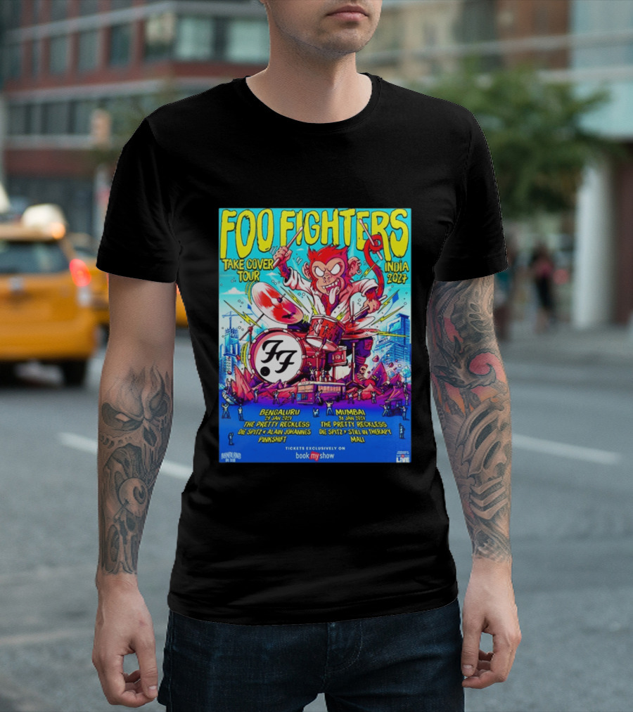 Foo Fighters Take Cover Tour India 2027 Bengaluru Mumbai The Pretty Reckless Die Spitz Alain Johannes Punkshit Still In Therapy Mali January 29 31 T-Shirt
