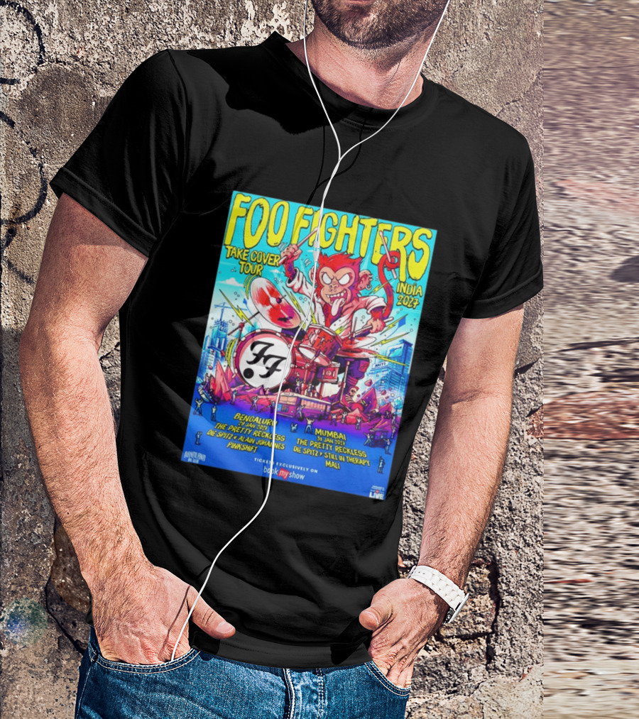Foo Fighters Take Cover Tour India 2027 Bengaluru Mumbai The Pretty Reckless Die Spitz Alain Johannes Punkshit Still In Therapy Mali January 29 31 T-Shirt