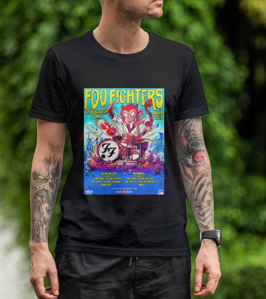 Foo Fighters Take Cover Tour India 2027 Bengaluru Mumbai The Pretty Reckless Die Spitz Alain Johannes Punkshit Still In Therapy Mali January 29 31 T-Shirt