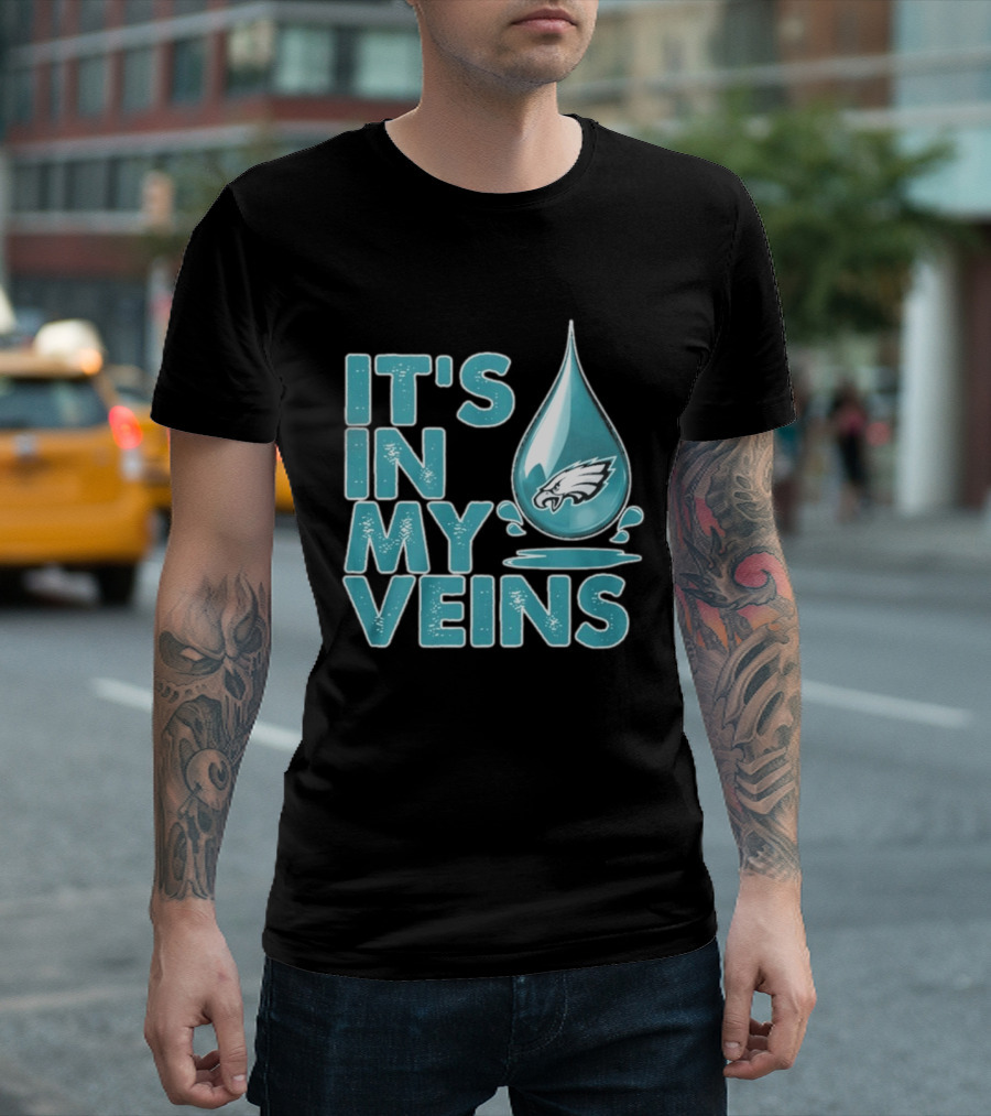 Philadelphia Eagles It's In My Veins Dripping Logo Fan Pride T-Shirt