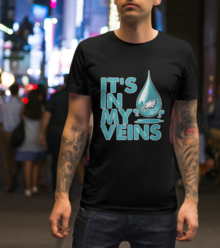 Philadelphia Eagles It's In My Veins Dripping Logo Fan Pride T-Shirt