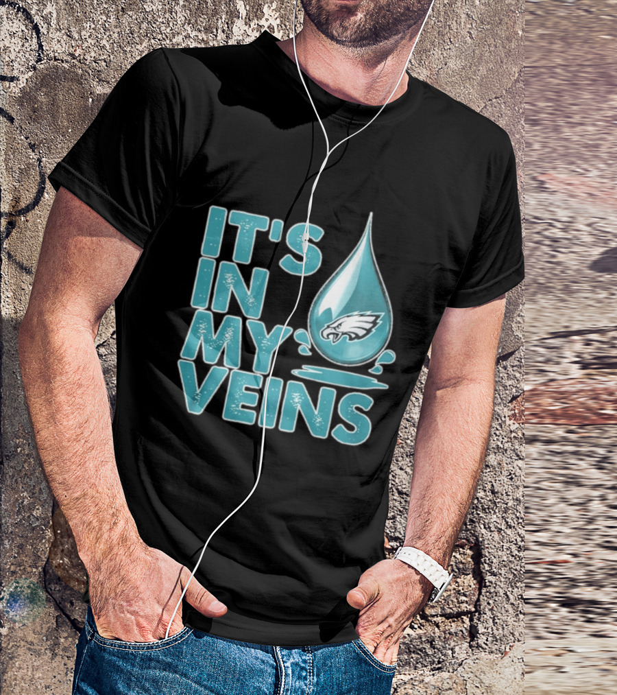 Philadelphia Eagles It's In My Veins Dripping Logo Fan Pride T-Shirt