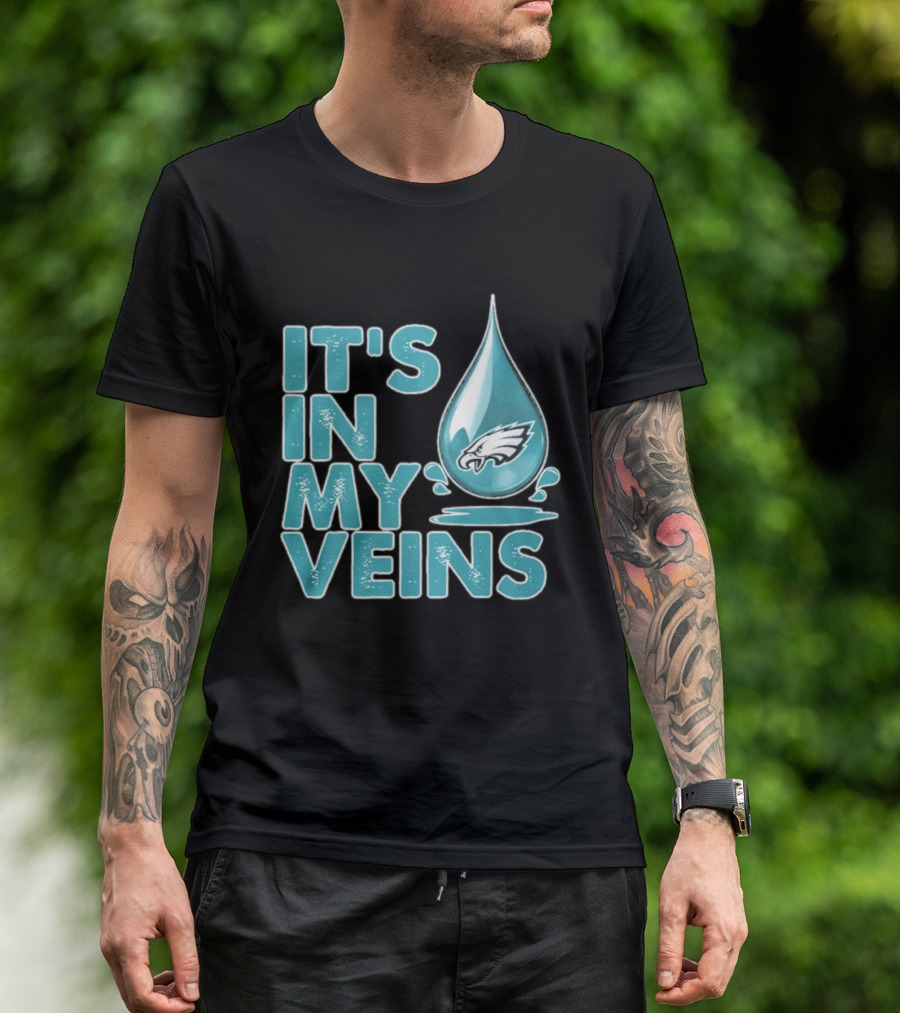 Philadelphia Eagles It's In My Veins Dripping Logo Fan Pride T-Shirt
