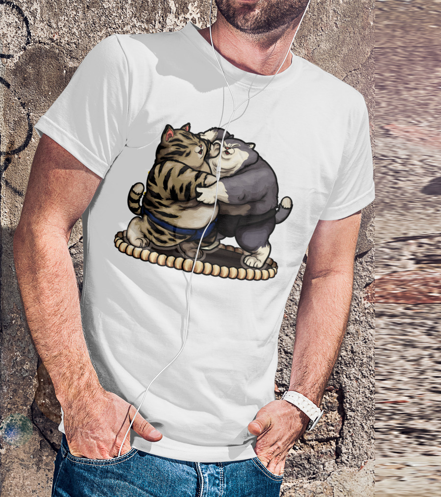 Sumo Wrestling Cats Battling In Traditional Ring T-Shirt